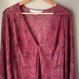 VICTORIA’S SECRET Sheer Maroon Snake Print Long Sleeve Tunic